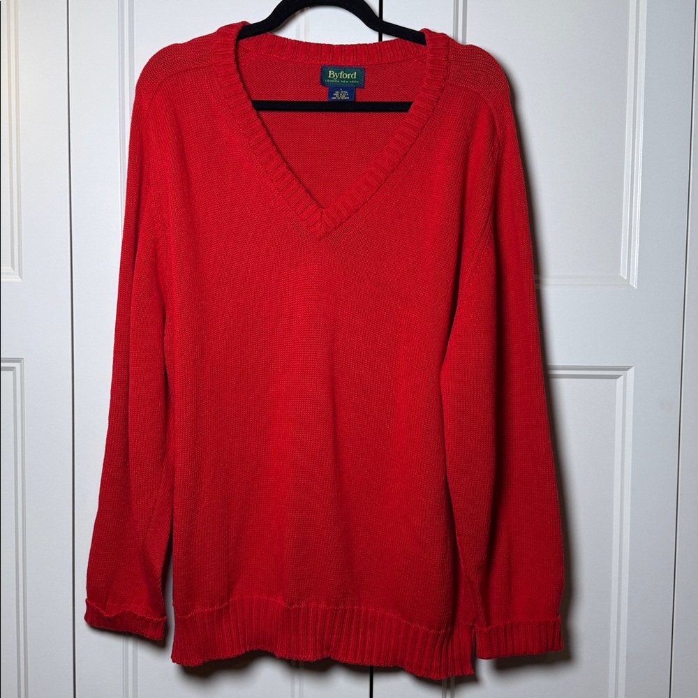 Byford Men's Red Deep V-Neck Sweater
